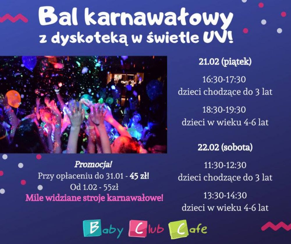 Bal karnawałowy dla dzieci w Łodzi- Baby Club Cafe