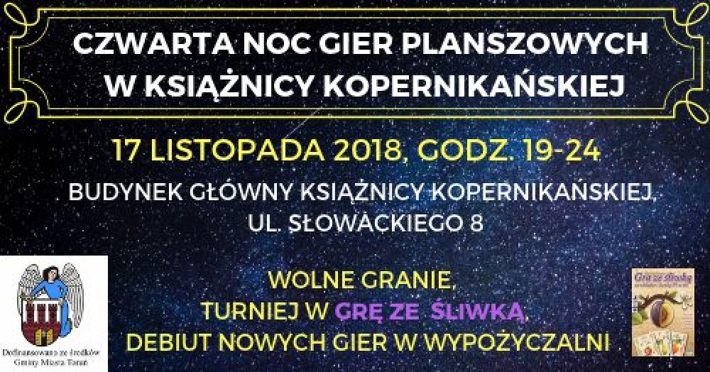 Czwarta Noc Gier Planszowych w Książnicy Kopernikańskiej