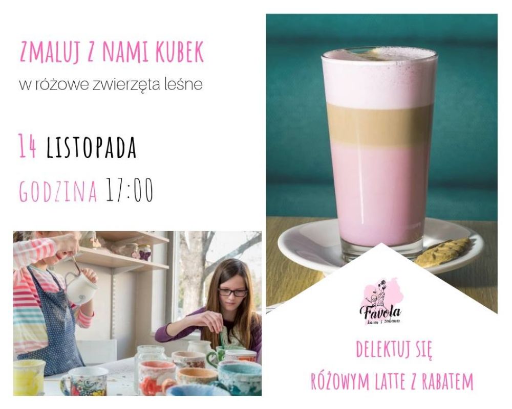 Zmaluj kubek i delektuj się różowym latte z rabatem.